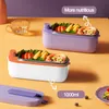 Wireless Electric Lunch Box Water-Free Heat Food Container 2200mAh Portable Food Warmer 1L Rostfritt stålfoder Bento Box 231221