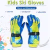 Honeyking Kids Winter Ski Gloves Waterdichte warme gewatteerde waannis voor meisjes jongens buiten skiën fietsen winddichte snowboardhandschoenen 231222