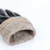 Zimowa owcza skóra ciepłe sporty na zewnątrz skórne rękawiczki Premium Sense Men plus polarowy wiatroodporny komfort miękki