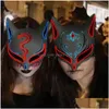 Máscaras de festa Demon Slayer Growing El Wire Mask Kimetsu No Yaiba Caracteres Cosplay Acessórios de fantasia japoneses Fox Halloween LED ZT072 DHIE0