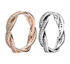 Sparkling Twisted Lines Ring Authentic Sterling Silver Women Mens Wedding Designer Jewelry for Rose Gold CZ Diamond Rings with Original Box9791630