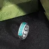 Bands pour hommes anneaux pour femme designer argenté anneau bleu émail hip hop hommes gorge de bijoux de fête de fête 925 Sterling Love Couple G Rings 2542