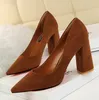Sandals 828-2 Fashion Simple Women's Thick Heels High Heels Suede Shallow Mouth Pointed Women's Shoes High Heels Single Shoes Pumps