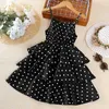 Mädchenkleider Kleid Kinder Mädchen 4-12 Jahre schwarzes Polka Punktkleid für Mädchen stilvolle Mädchen Urlaub Ferien Kleidung Kinder Kleidung Dressl231222