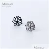 Stud 925 Sterling Sier schwarzer Lotus Blumenstud Ohrringe Klassiker Charm Anti-Allergie-Schmuck für Frauen Weihnachten 210707 Drop Lieferung J Dhirk