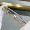 Bangle High Quality Quality Pure 925 Sterling Silver Luxury Jewelry Ladies Simple Thin Armband Sparkles Every Day Birthday Present 231222