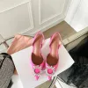 2024 Spring/Summer Sandals Women's New Versatile Pointed Fairy Hollow Headed Water Diamond Slim Heels High Heels