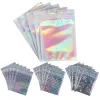 Sac à tyroliennes en gros de papier d'aluminium Hologramme aliment Mylar Small Proof Proof à fermeture éclair Sacchenable Plastic Sac Seal Sac Ll