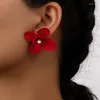 Dangle Earrings Vintage Fashion Trend Wine Red Flower Female Temperament Niche High-grade Pearl Studs Wholesale