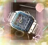 luxe japan quartz uurwerk herenhorloges vierkante romeinse tank wijzerplaat klok mode dag datum mannen designer horloge geschenken
