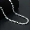 Rostfritt stål Square Pearl Chain Titanium Steel Lock Bone Popcorn Chain Single Halsband Mens Matchande kedja för män smycken tillbehör grossist Bijoux