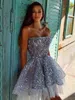 Shiny Sequined Short Cocktail Prom Dresses 2024 Women Strapless Formal Party Gray Graduation Homecoming Gowns Vestido De Gala Robe De Soiree