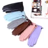 Womens Ladies 100% Real Leather Sheep skin Elegant Winter Warm Thick Lining White Pink Colorful Cute Outdoor Short Gloves 231221