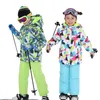 Skianzug des Mädchens und Jungen Winterkinder Ski- und Snowboardenkleidung warmes wasserdichtes Kinder -Skijacken und Hosen 231221