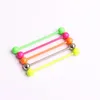 5 Şeker Renkleri 38mm Uzun Bar Endüstriyel Barbell Piercing Spiral Küpe Kulak Delme Bar Çelik Kulak Ssanser229y