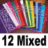 100% Cotton Lot Hela dussin Bandanas 12 st blandade färger Paisley Bandanas dubbelsidig halsduk Huvudband Wrap240o