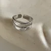 Eheringe Chunky Double Layer Open Ring 925 Sterling Silber Gold plattiert minimalistisch einfache verstellbare polierte, weite Ringe für Frauen 231222