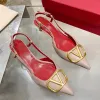 Designer Women's Pointed Toe Genuine Leather V High Heel Sandals Formal Shoe Lace Metal V Shape Buckle Party Women's Sexy Wedding Shoes Genuine Leather Size 35-44