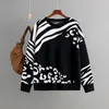 Frauenpullover Gigogou Leopard Dessinger Damen Pullover Winter Herbst Frauen gestrickte Oberbekleidung weiche Damen Pullover Top Pull Femme Outfit