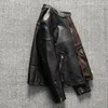 Herrenjacken schwere erste Schicht echte Lederkleidung Vintage Motorradjacke Kurz Amekaji Tragen Sie American Casual Mantel