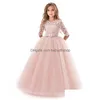 Girl'S Dresses Kids Bridesmaid Lace Girls Dress For Wedding And Party Evening Christmas Girl Long Costume Princess Children Fancy 6 Dhibg