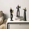 Creative Resin Decoration Band Player Ornamenten Home Decor Musician Musiatures Gold Head Figurines Muziek Karakter ornamenten 231222