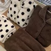 Dames slaapkleding polka dot winter badjas dames losse revers lamsvleet warme dressing down vrouwelijke huis casual slijtage