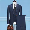 Spring Mens Business Suit Casual Jacket Work Formele Plaid Groomsmen Bruidegom Dress Blazers Coat broek Vest 3 -delige set 231221
