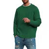 Herren -T -Shirts Stricker Bodenhemd Festkörper runder Nacken Langarm Pullover Wollmäntel für Männer moderne Steckdose Auto
