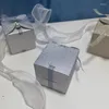 Confezione da regalo carta quadrata scatola quadrata 7x7x7 cm cioccolatini a nastro caramella per la festa di compleanno per baby shower per matrimoni (champagne argento)