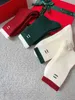 Athletic Socks Designer Trendy and fashionable red, white, and green letter color matching Christmas and New Year boxed medium length cotton socks for women