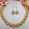 Collier de perle de 10 mm jaune naturel de 10 mm 18 '' Set 307y