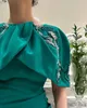 Tee-Länge Vintage Off-Shoulder Abendkleider für Frauen Meerjungfrau attraktives Satin-Applique Juwel