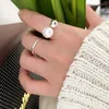 Кольца полосы простых жемчужных бисеров с открытым кольцом 925 Серебряное серебряное корея