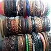 Whole 100pcs Men Women Vintage Genuine Leather Bracelets Surfer Cuff Wristbands Party Gift Mixed Style Fashion Jewelry Lots234u