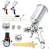 Other Vehicle Tools 2.5Mm Professional Hvlp Spray Gun Feed Kit With Regator Paint Primer Metal Flake 1L Diy Drop Delivery Automobiles Dh10X