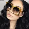 Sunglasses 2023 Luxury Big Square Women Brand Designer Retro Clear Sun Glasses For Female Oversized Black Shades Oculos UV400