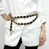 Femelle Fringe Alloy Metal Chain Belt for Women Flannel Flannel Gold Belt Ladies exagérée Vintage Flocking Chain243S