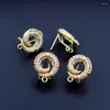 Dingle örhängen 1Pair Gold Plated Copper CZ Square Circle Geometric Stud Earring Base Connectors Linkers för afrikanska Dubai -kvinnor