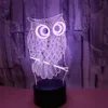 タッチリモートコントロールビジュアルランプUSBクリエイティブカラフルな3DスモールナイトライトOWL LED LIGHTクリスマスギフト332V