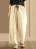 Damesbroeken QPFJQD Koreaanse vintage losse herfst Ladies Classic Retro Elastische taille broek Women Casual Harajuku katoenen pantalons