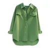 Женские толстовка 2023 Весна/лето коллекция повседневная блузка в авокадо Green с настройкой спереди и лоскутного дизайна