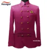 Kostuum Homme Red Suits Men Captain Jacket broek bruidegom bruiloft Slim fit pak feest smoking blazer 2 stuks 231221