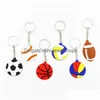 Nyckelringar 10 datorer Ny PVC -nyckelkedjor Fotboll Baseball basket volleyboll nyckelring sportboll nyckelchains pojkar nyckel metall ring gi dhif8