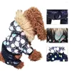 犬のアパレル優れた子犬ロンパーポリエステル装飾ポケットダークブルーカラーペットジャンプスーツ暖かいキープ