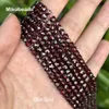 Partihandel naturlig 4mm02 röd granat fasetterade fyrkantiga lösa pärlor för smycken som gör DIY -armband halsband mikubeads 231221