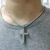 Shinning Diamond Stone Crucifix Cross Pendants Necklace Stainless Steel Jewelry Platinum Plated Men Women Lover Gift Jewelry Necklaces