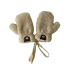 Autumn Winter Kids Warm Wool Mittens Korean Fashion Cute Bear Glove For Toddler Boy Girl Simplicity Cashmere 1-4 Year Baby 231221