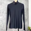 Kvinnors tshirt varumärke Tshirts Turtleneck Långärmad pullover Kvinnor Slim-Fit Bluses Pure Cotton Top Black White Shirt Women Luxury Clothing Slimming Base Shirt