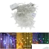 Tiras de led luzes de corda iCicle Light Holiday Party Wave Fairy for Park Trees Wedding Background Layout Drop Drop Lighting OTRYC